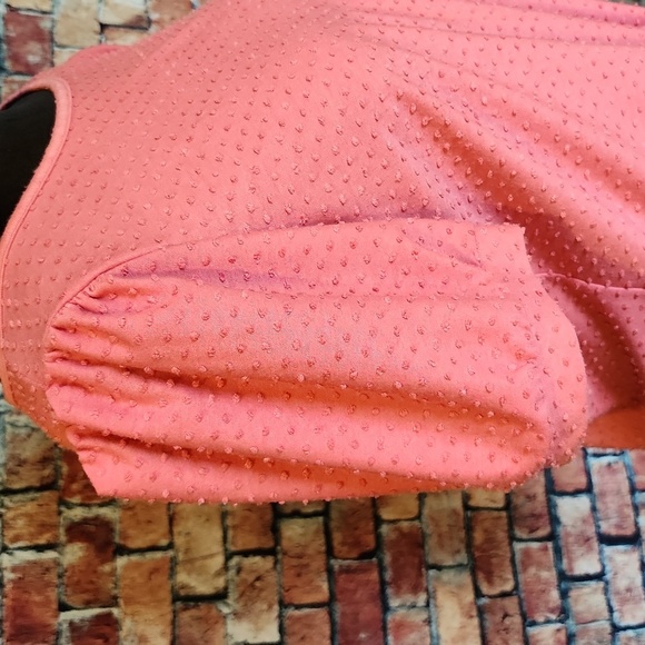 W5 Swiss Dot Front Tie Salmon Pink Top M - Picture 5 of 8